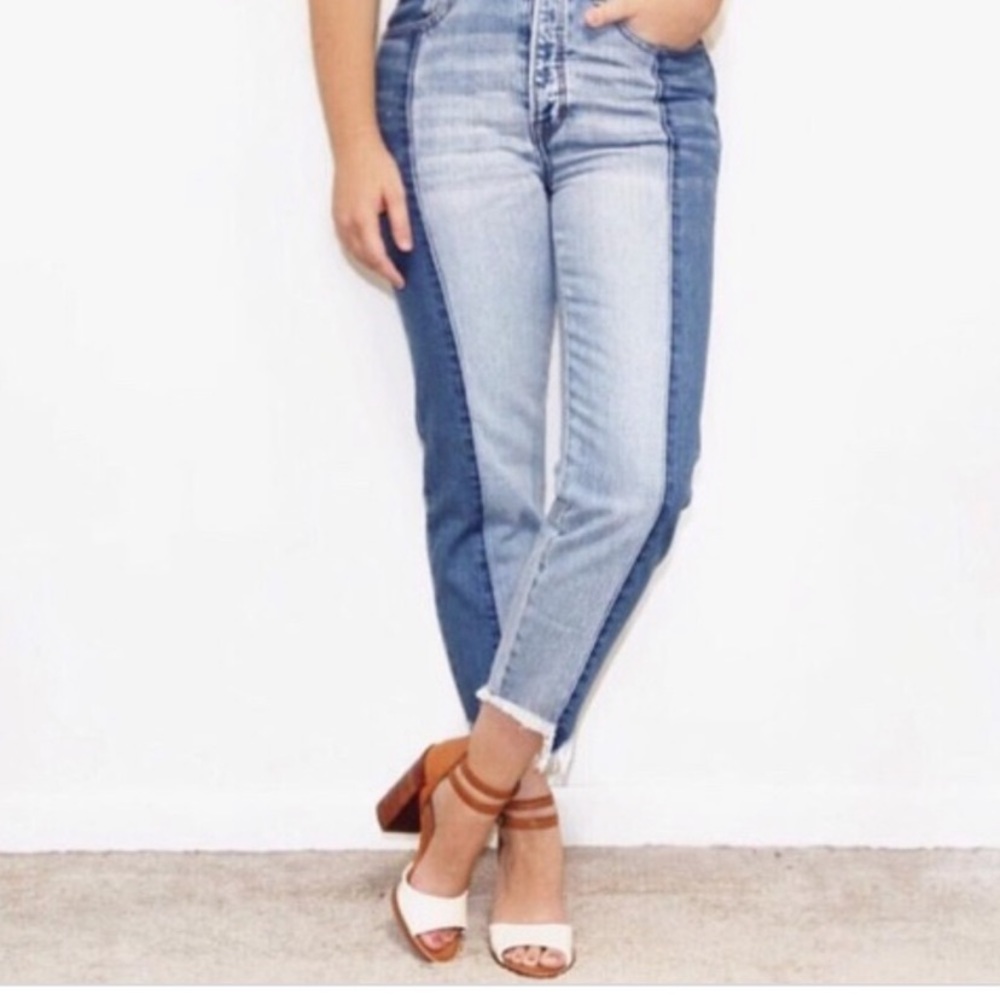 American eagle colorblocked vintage high rise jean